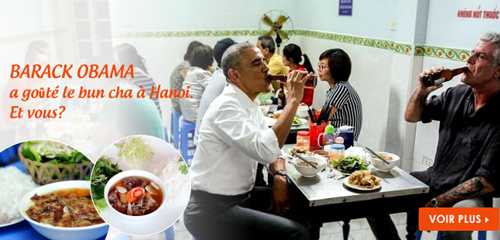 Obama a dégusté le bun cha vietnamien à Hanoi