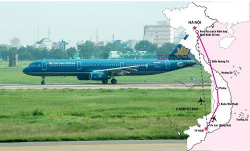 Étude de la route aérienne la plus courte entre Hanoi et Hô Chi Minh-Ville