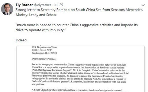 Des sénateurs américains s’opposent aux actions chinoises en Mer Orientale