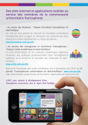 Nouveaux services pour les universités francophones Nouveaux services pour les universités francophones