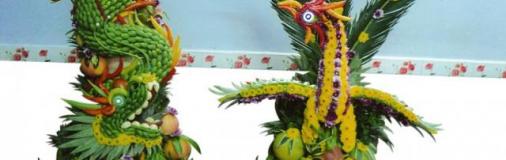 Dragon et phoenix en fruits dans le mariage vietnamien