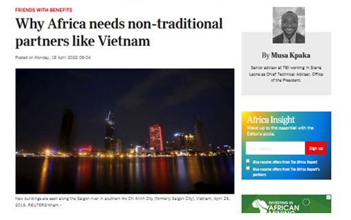« Pourquoi l'Afrique a besoin de partenaires non traditionnels comme le Vietnam », un article publié dans le magazine The Africa Report