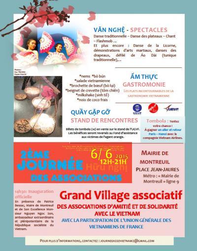 Aujourd'hui Samedi 6 juin 2015 de 12h à  21h: Venez nombreux fêter la Journée des Associations d'amitié et de solidarité avec le Vietnam à la Mairie de Montreuil 