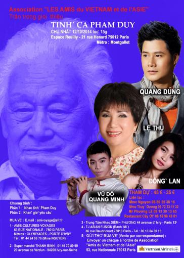 Tinh ca Pham Duy le 12 octobre 2014 à 15h - Espace Reuilly - Paris 12eme Tinh ca Pham Duy le 12 octobre 2014 à 15h - Espace Reuilly - Paris 12eme