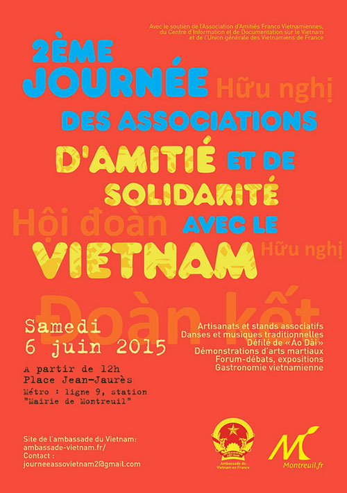 Journée des associations d’amitié avec le Vietnam - Samedi 6 juin 2015 - Montreuil Journée des associations d’amitié avec le Vietnam - Samedi 6 juin 2015 - Montreuil
